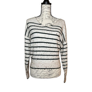 Madewell Size Extra Small Striped and Speckled V Neck Pullover Sweater